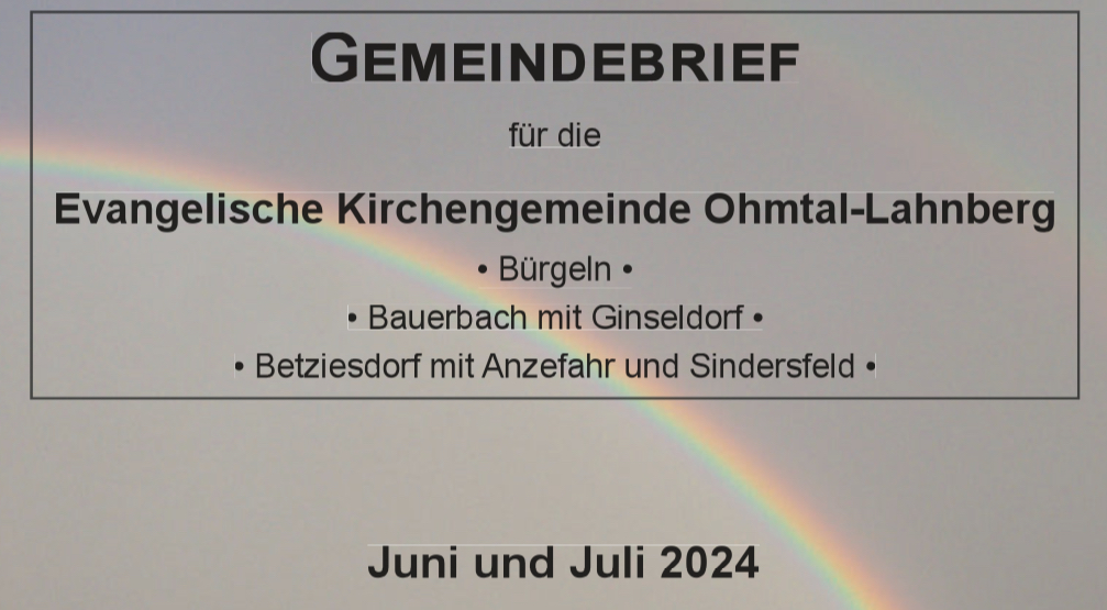 Gemeindebrief Juni und Juli 2024