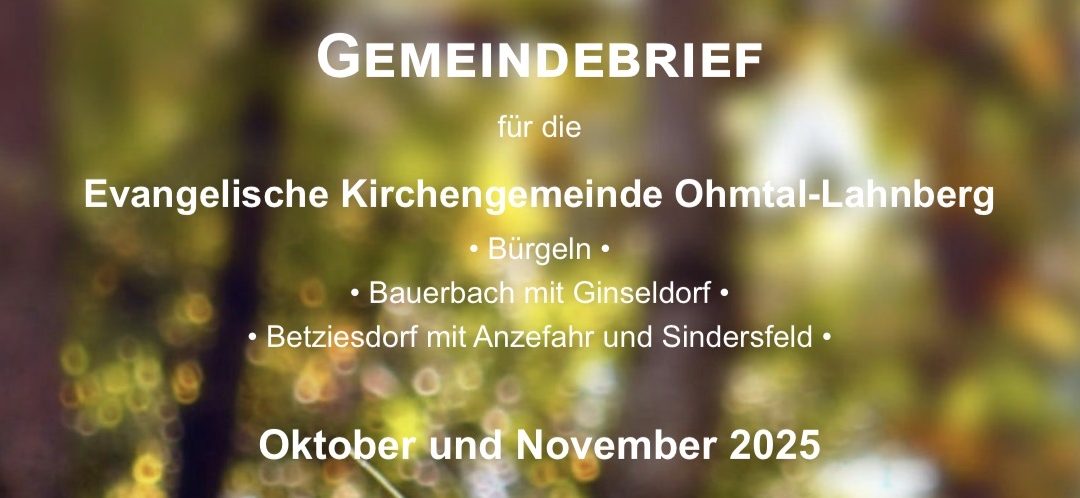 Gemeindebrief für Oktober und November 2025